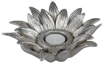 Dekorativer Teelichtleuchter Schale Leuchter Licht Blume 18cm aus Keramik