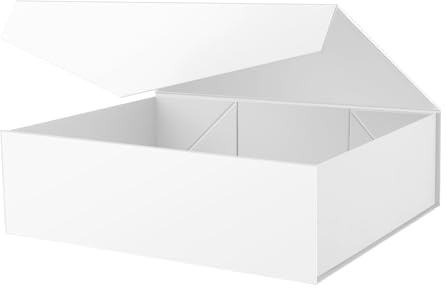 PKGMAGIC Geschenkbox, extra groß, 41,4 x 36,07 x 12,7 cm, extra große Geschenkbox mit Deckel, Geschenkbox für Kleidung und große Geschenke (weiß)