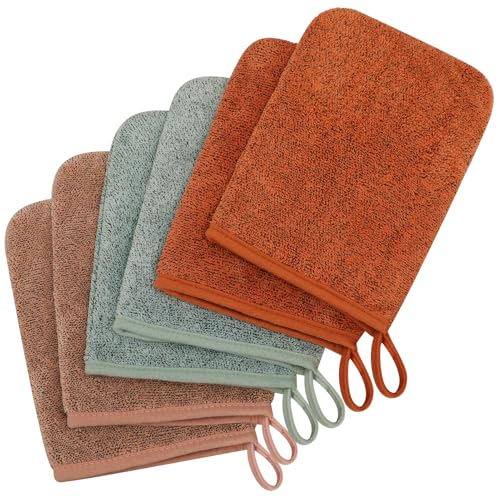 GRBAIN Gant de Toilette Microfibre Coton pour Bébé et Enfant - Serviette Visage - Gant Douche - 6 Pièces-A