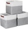Syeeeix Fabric Storage Baskets for Shelves, 3 Pack Cube Storage Boxes with Leather Handle For Organizing Clothes, Toy s, Home and Office, 30x30x30 cm Collaspsilbe Storage Bins, Grey & White