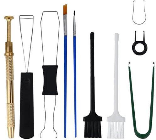 LHOEST Keycap Puller 10 Stück, Tastatur Tasten Entferner Set mit Tastaturbürste Pinzette, Tastenkappen Abzieher, keycap Remover Switch Puller, Tastatur Reinigungsset für Mechanische