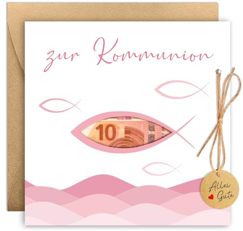 BOYATONG Geldgeschenk Kommunion Verpackung mit Umschlägen, Kommunion Geschenke für Mädchen, Coole Geschenke zur Kommunion, Kommunionkarten Geldgeschenk Mädchen
