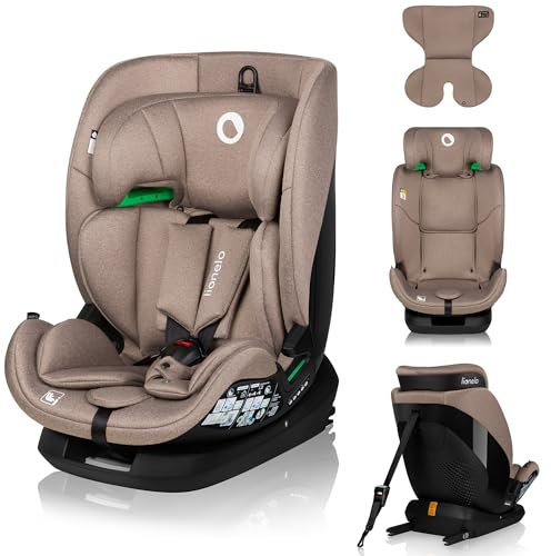 LIONELO LAVENDER I-SIZE Kinderautositz von 76 bis 150 cm konform mit R129 i-Size Standard, ISOFIX Montage in Fahrtrichtung und TT-Gurt, Kopfstützen- und Rückenlehnenverstellung Reduziereinsatz