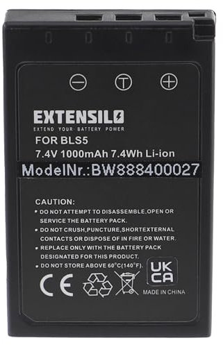 EXTENSILO 1x Batterie Compatible avec Olympus E-450 Appareil Photo (1000mAh, 7,4V, Li-ION), Puce d'information