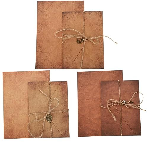 Anneome 3er Set A5 Vintage Papier Briefumschläge Set Vintage Briefpapier Altes Papier Papierumschläge