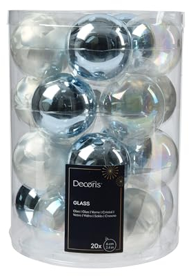 Weihnachtskugeln Glas 6cm x 20 Stück - matt & glänzend - Christbaumkugeln Weihnachtsbaumkugeln für Weihnachten - Christbaumschmuck & Weihnachtsbaumschmuck - Eisblau/Weiß Mix