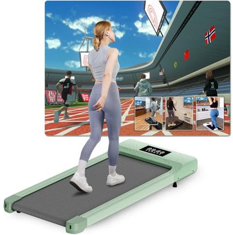 DeerRun Raceable Laufband für Zuhause Geeignet für Apple Vision Pro, Laufband Schreibtisch MAX 159kg, APP-Steuerung Walking Pad mit KI-Begleitung, Multiplayer-Rennfunktion Laufbänder
