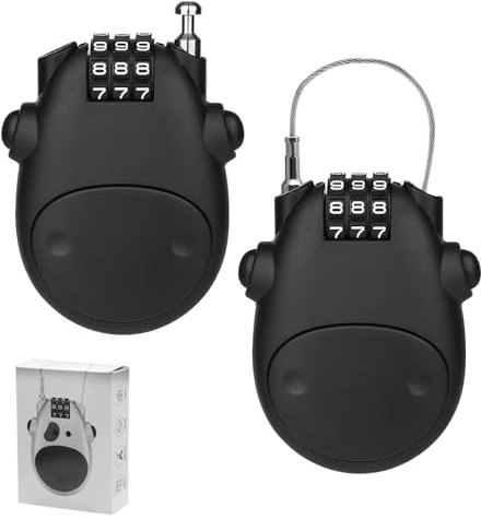 HENGBIRD 2 pezzi Lucchetto Valigia, Lucchetto Zaino 3 Cifre, 75 cm Lucchetto Valigia Aereo, lucchetto per caschi, Retrattile Lucchetto Lucchetto Valigia USA per Viaggio Custodia, Valigie, Scooter