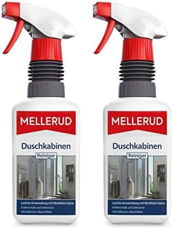 MELLERUD Duschkabinen Reiniger | 1 x 0,5 l | Wirksames Spray gegen Kalk- & Seifenreste in der Dusche (Packung mit 2)