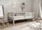 TIMBEE - Alfi - Kinderbett 90x180 cm - Bett Grau - Einzelbett für Kinder mit Lattenrost und Rausfallschutz Abnehmbar - Hohe Beine - Belastbar bis 100 kg - aus Kiefernholz Klasse 1
