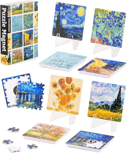 PieceRelax Magnetisches Puzzle-Set für Erwachsene Van Gogh's Palette [D1600], 128 Teile für Kühlschrank und Dekoration im Zuhause