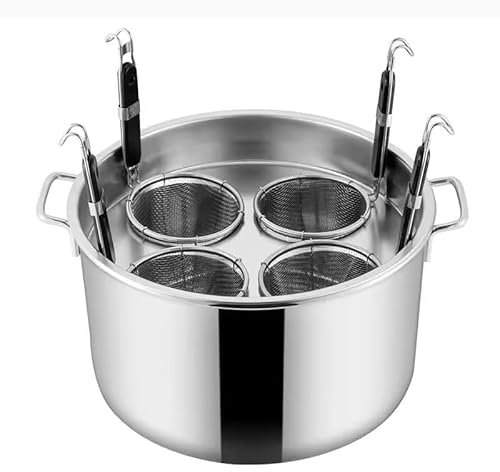 Cuoci Pasta Commerciale Cuocipasta 3/4/5 fori Set di inserti per cuocipasta con cestello scolapasta, inserto in acciaio inox per pentole per pasta, tagliatelle, verdure, lavabile in lavastov