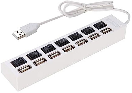 Mikikit Ports Usb Hub Individual Switch for Pc Laptop Usb Splitter for Data Transfer for Computer Use