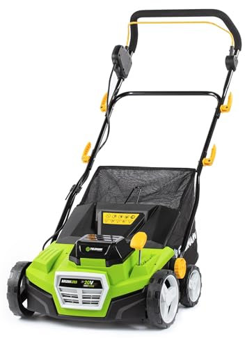 Scarificateur Électrique Brushless 20V - Largeur 38cm, 16 Couteaux, Réglage 5 Positions (-12 à +6mm), Poignée Ergonomique, Batteries et Chargeur Non Inclus - Fast Power 20V