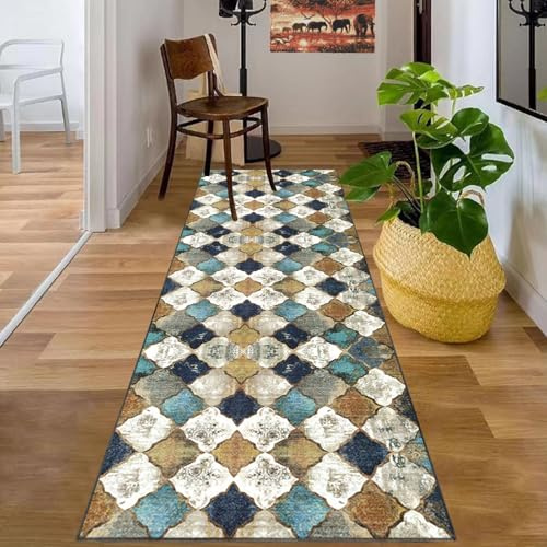 Teppichläufer 70 x 120 cm Teppich Flur Läufer rutschfest Küchen Teppiche Läufer Küchenteppich Waschbar Läufer Teppich für Flur Bodenmatte Flur Runner Teppich für Entryway Wäsche Schlafzimmer