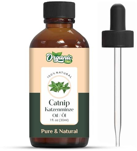 Organic Zing Catnip (Nepeta cataria) Oil | Pure & Natural Essential Oil for Skincare, Massage, Aroma & Diffuser - 30ml/1.01fl oz