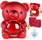 goldmiky Orsetto con Rosa, Orso con Rosa Eterna Confezione Regalo, Regalo Festa della Mamma, Regali per Lei Fidanzata,Regalo Anniversario per Lei(Collana di Diamanti Blu)
