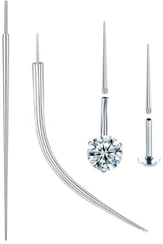 NOPKESV Piercing Taper en acier inoxydable, 2 pièces, kit piercing aiguille piercing, Outil d'assistance sans filetage, À visser