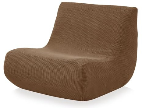 FANSU Stretch Lazy Sofabezug Ohne Armlehnen 1 Sitzer aus Jacquardstoff, Einfarbiger Sofa Überzug Couchbezug Sofaüberwurf Waschbar Anti-Katzenkratzen Sofaschoner für Wohnzimmer (Dunkelbraun)