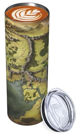 20oz Tumbler Middle Earth Map Travel Coffee Mug Insulated Stainless Steel Double Wall Tumbler for Hot & Cold Drinks Reusable Drink Thermos Cup Iced Tea Mug Gifts for Women Men
