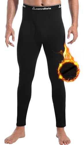 CL convallaria Thermo Unterhose Herren Lange Unterhosen Männer Innenfleece Thermounterwäsche Open Fly Funktionsunterwäsche Skiunterwäsche für Winter