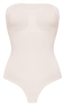 creamy fabrics Damen Shapewear Bodysuit Trägerlos – Formender Sculpting Body mit String - Nahtloser Bauchweg-Bandeau-Body für glatte Silhouette & Po-Lifting
