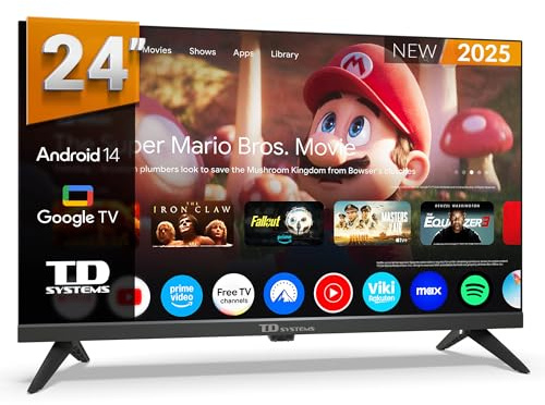 TD Systems - Smart TV 24 Pouces, Android 14 GTV, télévision TNT HD, modèle 2025, téléviseur avec 2 Ans de Garantie - PRIME24K21GLE