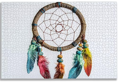 Puzzle 1500 Teile Traumfänger, Puzzle 1500 Teile Erwachsene, Holzpuzzle Erwachsene mit Exquisiter Verpackungsbox, Klassische Puzzles Feder für Die Ganze Familie, Groß Puzzles für Geschenke, -1351