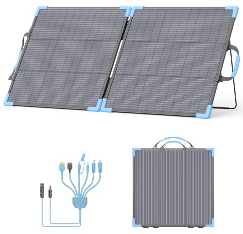 E-POWO Panneau solaire bifacial pliable 110 W, efficacité 23,5 % et étanche IP68 – Avec support renforcé pour station d'alimentation, camping, camping-car, jardin