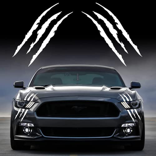 2 PCS Monster Scratch Autoaufkleber Auto Racing Aufkleber 40 x 14 cm | Monster Klaue Aufkleber auto Aaufkleber Stossstange für Scheinwerfer, Motorräder, LKWs, Aufkleber-Dekoration (Weiß)