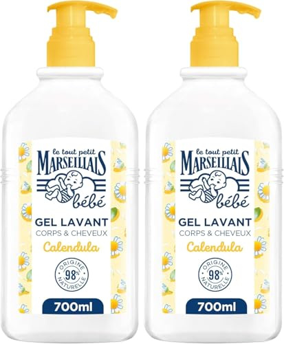 Le Tout Petit Marseillais Bébé – Gel Douche Lavant Doux Corps & Cheveux Calendula (700 mL) – Respectueux des peaux sensibles dès la naissance – Testé sous contrôle pédiatrique et ophtalmologique