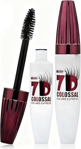 7d Colossal Mascara, 7d Silk Fiber Black VoluminöSe Verlängerungs-Mascara Für Einen Natürlichen Und Verdichtenden False-Wimpern-Effekt, Lang Anhaltende, Natürlich Geschwungene Wimpern (1)