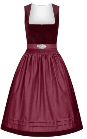LKRSEEF Dirndl Damen Oktoberfest Outfit Midi Dirndlkleid Trachtenkleid Schürze Drindl Trachtenrock Kleidung Dirndlkleid Spitze Knielang Festlich Dirndlschürze Schlicht Tracht Trachtenmode Kleid