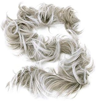 CAISHA XXL Haarteil Haargummi Hochsteckfrisuren Voluminös Gelockt Unordentlich Dutt Grau Mix HW31