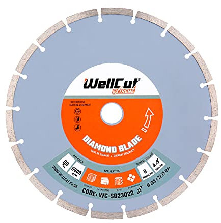 WellCut Diamond Cutting Blades Extreme 22.23mm Bore 115mm, 125mm, 230mm etc (230mm)