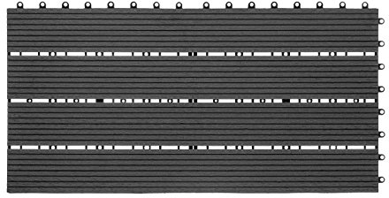 Ventanara® WPC Holz Kunststoff Fliesen Terrassenfliesen Klickfliesen Balkonfliesen 1 Stück (30 x 60 cm Standard, Anthrazit)