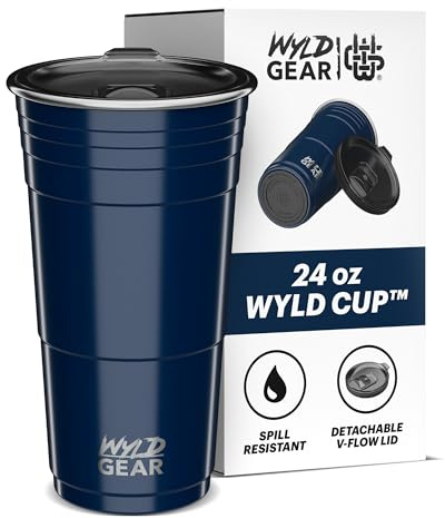 Wyld Gear Partybecher, 680 ml, Edelstahl, wiederverwendbar, Metallbecher mit Deckel, Marineblau
