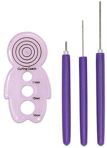 EDOBLUE Papier-Rüschenwerkzeuge mit Schlitzen – 2 Stück verschiedene Größen Quilling-Werkzeuge und 1 Stück Ahle und 1 Stück Quilling-Curling-Coach.