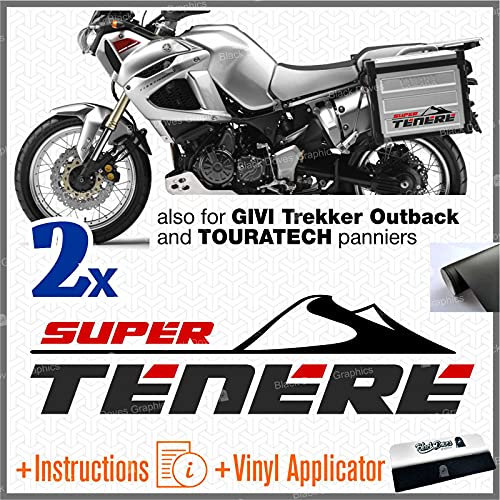 2pz Adesivi compatibili con Valigie Laterali per XT 1200 Z Super Tenere per VALIGIE originali e TOURATECH ALLU e GIVI TREKKER OUTBACK (nero-rosso)