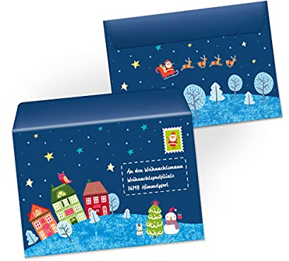 Umschläge für Brief Wunschzettel an Weihnachtsmann DIN C6 (15 Umschläge/selbstklebend mit Abziehstreifen)
