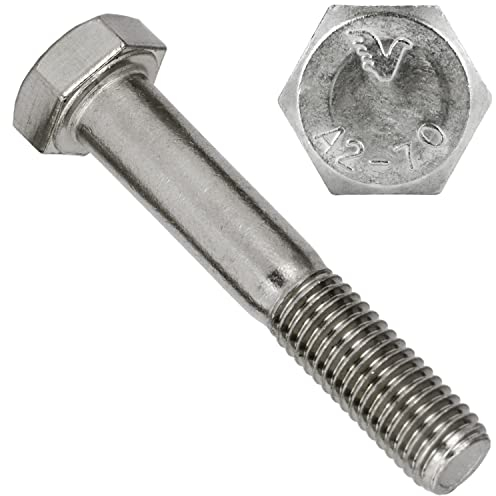 OPIOL QUALITY® Sechskantschrauben mit Schaft DIN 931 / ISO 4014 M14x80 mm aus Edelstahl A2 V2A (4 Stück) Maschinenschraube mit Teilgewinde Schraube Sechskant Maschinenschrauben