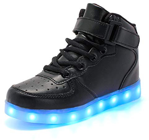 Aizeroth USB Aufladen Unisex Kinder LED Schuhe 7 Farbe LED Leuchtend Outdoor Sportschuhe High top Atmungsaktives Ultraleicht Laufschuhe Gymnastik Turnschuhe Für Jungen Mädchen Geburtstags Geschenk