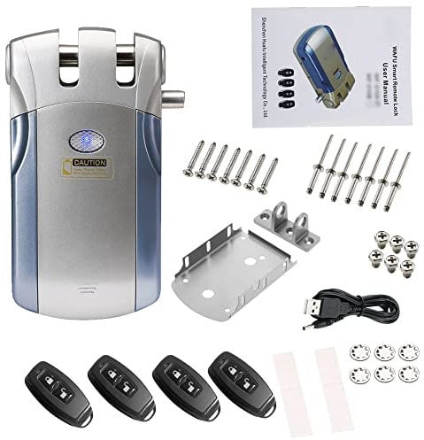Splenssy Electronic Intelligent Door Lock Kit,Smart Wireless Anti-Theft Home Security Keyless Door Lock Deadbolts Control System Zinc Alloy Metal Material with 4 Remote Control Keys