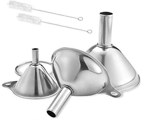 Stainless Steel Funnel Set - Kitchen Funnels for Spices, Essential Oils & Flask (1.7Inch/ 2.2Inch/ 2.9Inch)