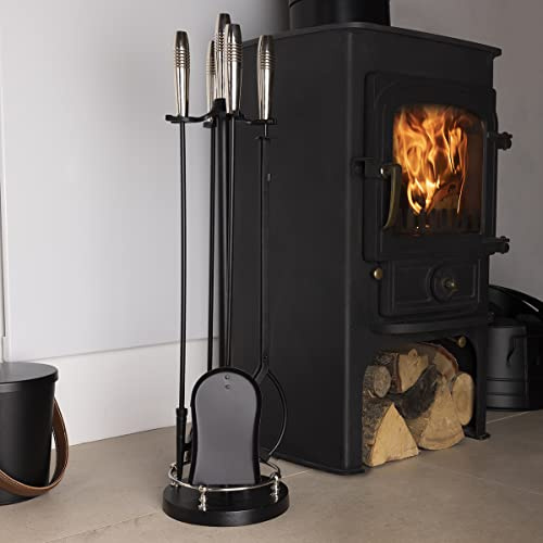 Charles Bentley Fireside Companion Set Snug Iron, Black, H77 x 19.5 cm