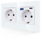JIMEIDA Enchufe Doble con USB Carga rápida de 20W en Blanco, Enchufes Schuko de Cristal de 16Amp con Conector USB de Carga Rápida y Puerto Tipo C, Enchufe de Pared de Montaje Empotrado