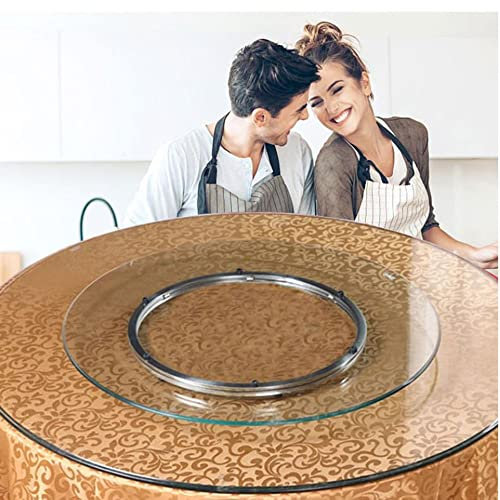 BIRLD Transparent Servierplatte Drehbare Lazy Susan Glas Drehteller, Esstisch Servierplatte Aus Gehärtetem Glas, Rund Drehplatte Leise (Size : 88cm/34inch)