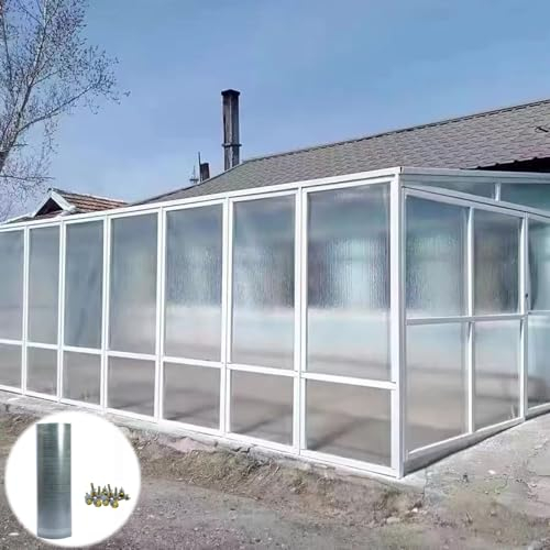 Platte Polycarbonat Dachplatte Gewächshausplatten,Lichtdurchlässigkeit,Vordach für Türdach,Balkon,Pavillion,Carport,Überdachung Regenschutz und UV Schutz,mit Schrauben,Anpassbar (0.8*25m)