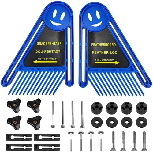 Set Tavola Doppia in Piuma, Tavola Falegnameria Sicurezza Dispositivo Scheda, per Sega da Banco Fresa Guida Mitra Controllo Fessura, Set di Feather Board Multiuso, Blu