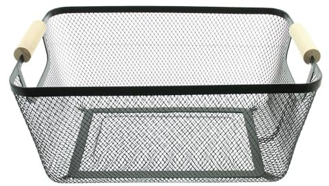 FRANK FLECHTWAREN Metallkorb Bambusgriffe, mattschwarz Maße: 33 x 21 x 15 cm